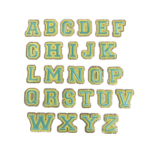 Embroidered Letters Yellow/Teal